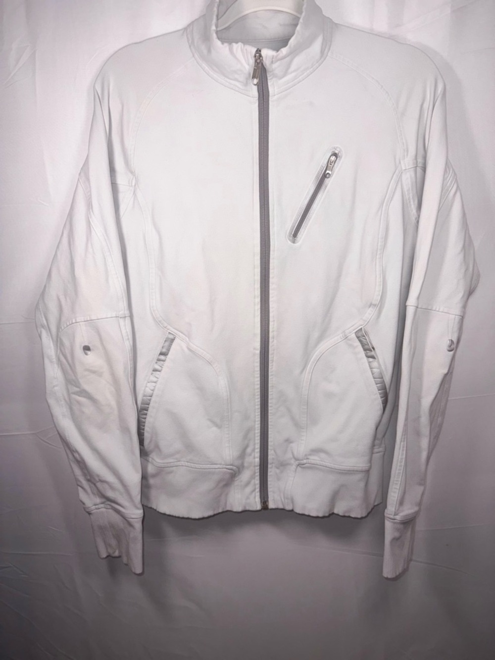 Lululemon Women White Performance Athletic Full-Zip Casual Jacket Size Medium